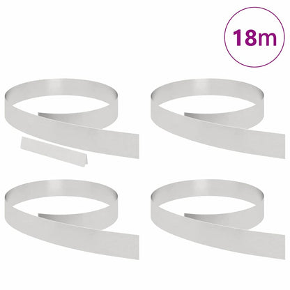 Bordura per Prato 4 pcs Argento 450 x 0.05 x 15 cm
