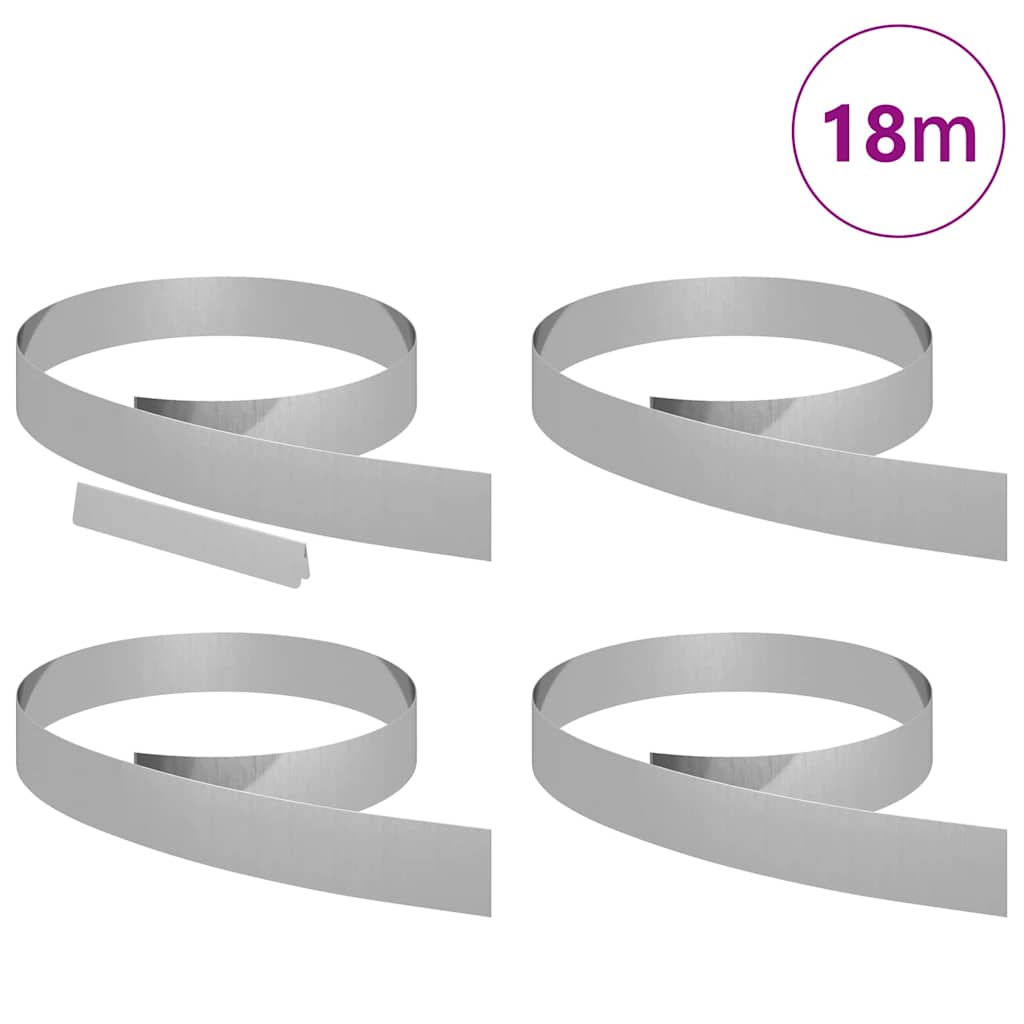 Bordura per Prato 4 pcs Argento 450 x 0.05 x 15 cm