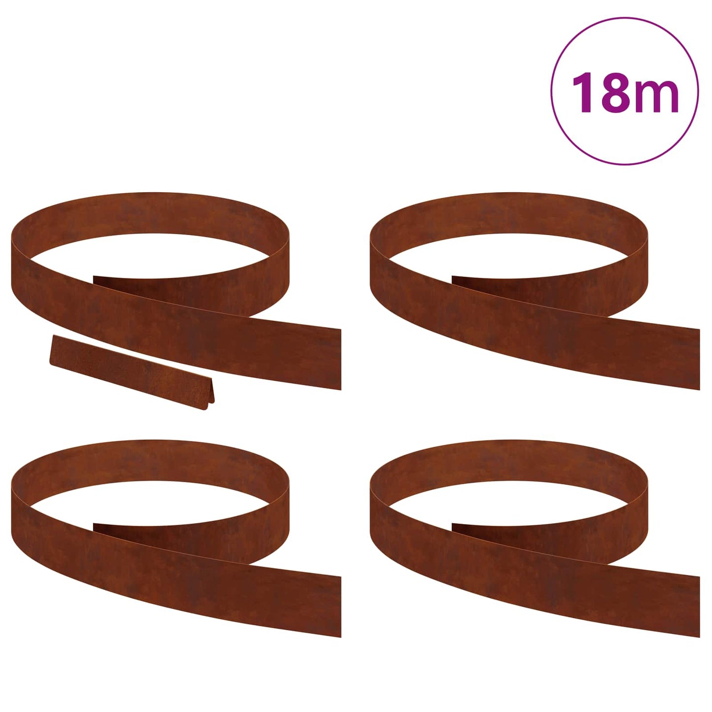 Bordura per Prato 4 pcs Ruggine 450 x 0.05 x 15 cm