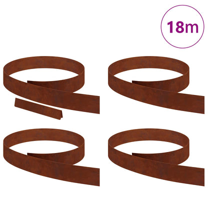 Bordura per Prato 4 pcs Ruggine 450 x 0.05 x 15 cm