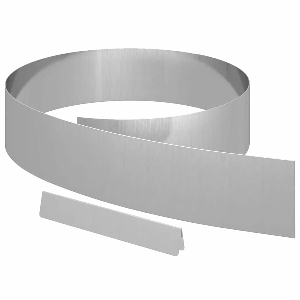 Bordura per Prato 4 pcs Argento 450 x 0.05 x 15 cm