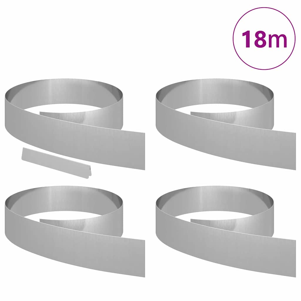 Bordura per Prato 4 pcs Argento 450 x 0.05 x 15 cm