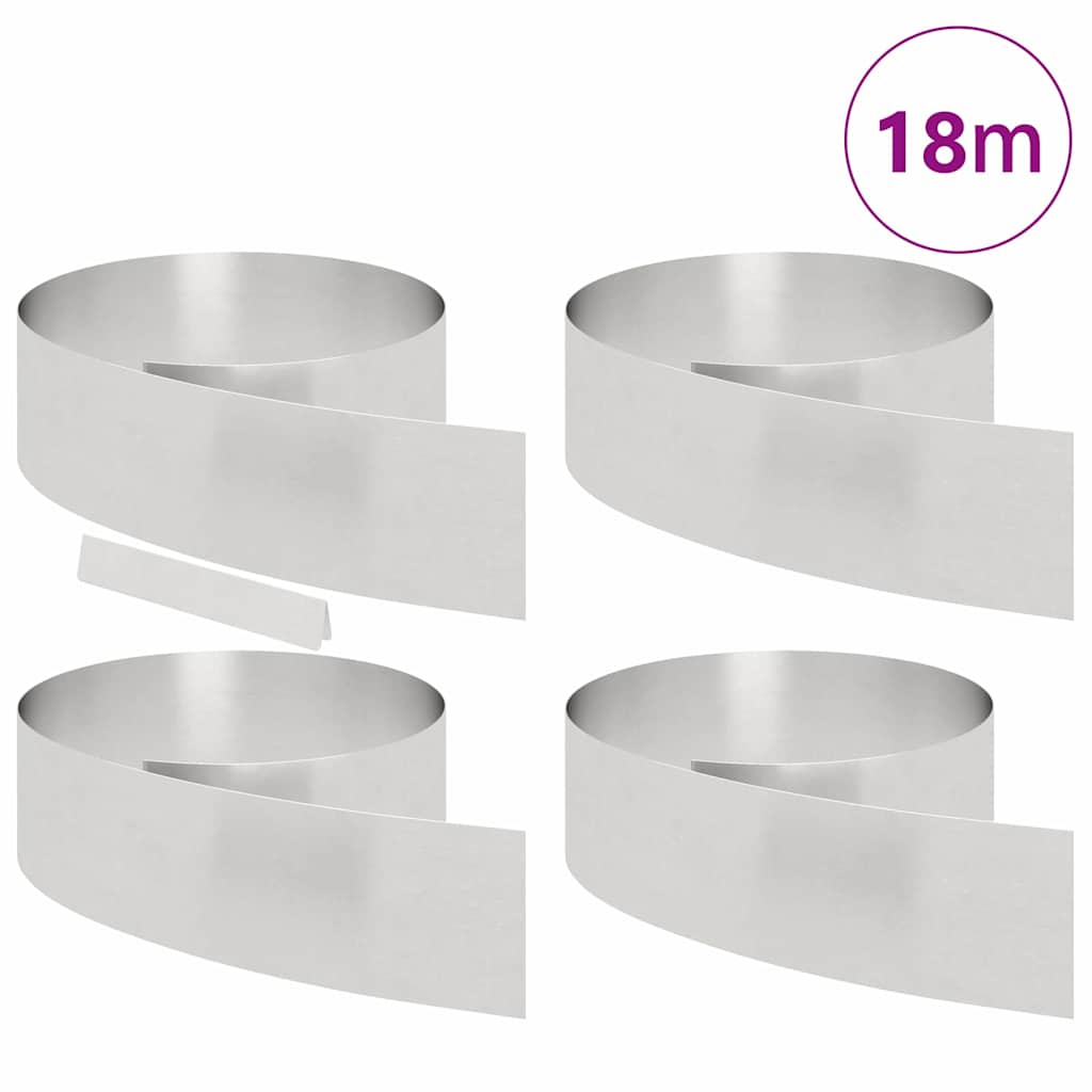 Bordura per Prato 4 pcs Argento 450 x 0.05 x 15 cm