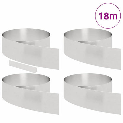 Bordura per Prato 4 pcs Argento 450 x 0.05 x 15 cm
