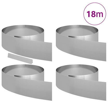 Bordura per Prato 4 pcs Argento 450 x 0.05 x 15 cm