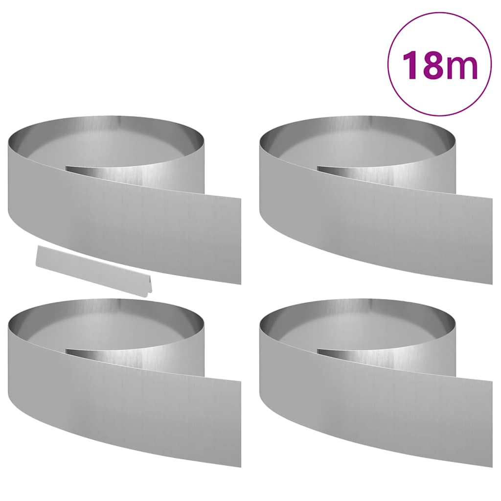 Bordura per Prato 4 pcs Argento 450 x 0.05 x 15 cm