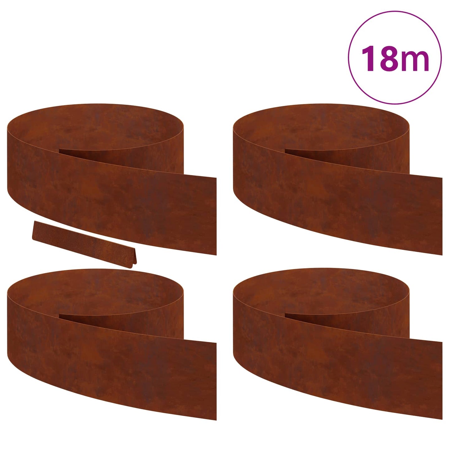 Bordura per Prato 4 pcs Ruggine 450 x 0.05 x 15 cm