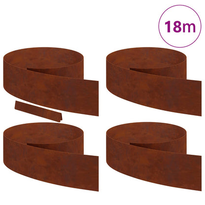 Bordura per Prato 4 pcs Ruggine 450 x 0.05 x 15 cm