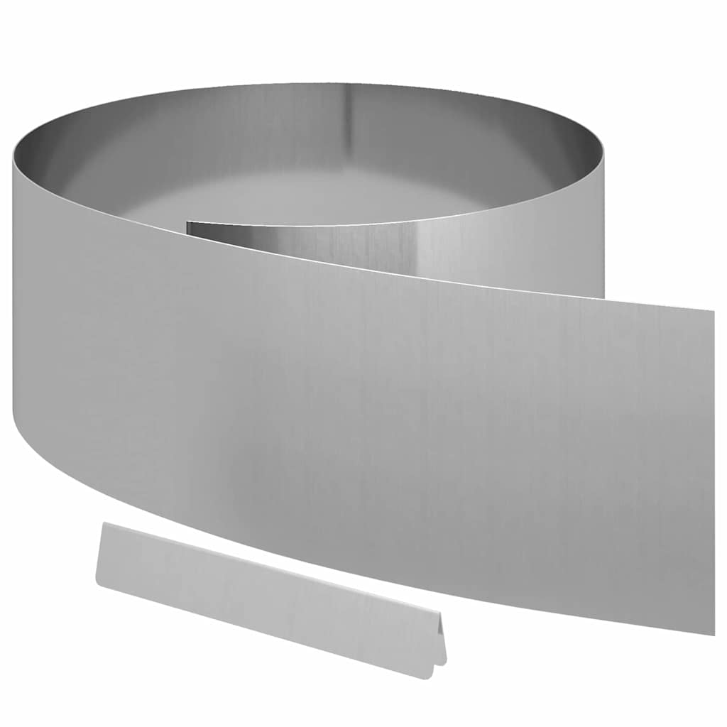 Bordura per Prato 4 pcs Argento 450 x 0.05 x 15 cm