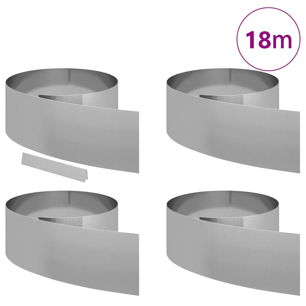 Bordura per Prato 4 pcs Argento 450 x 0.05 x 15 cm