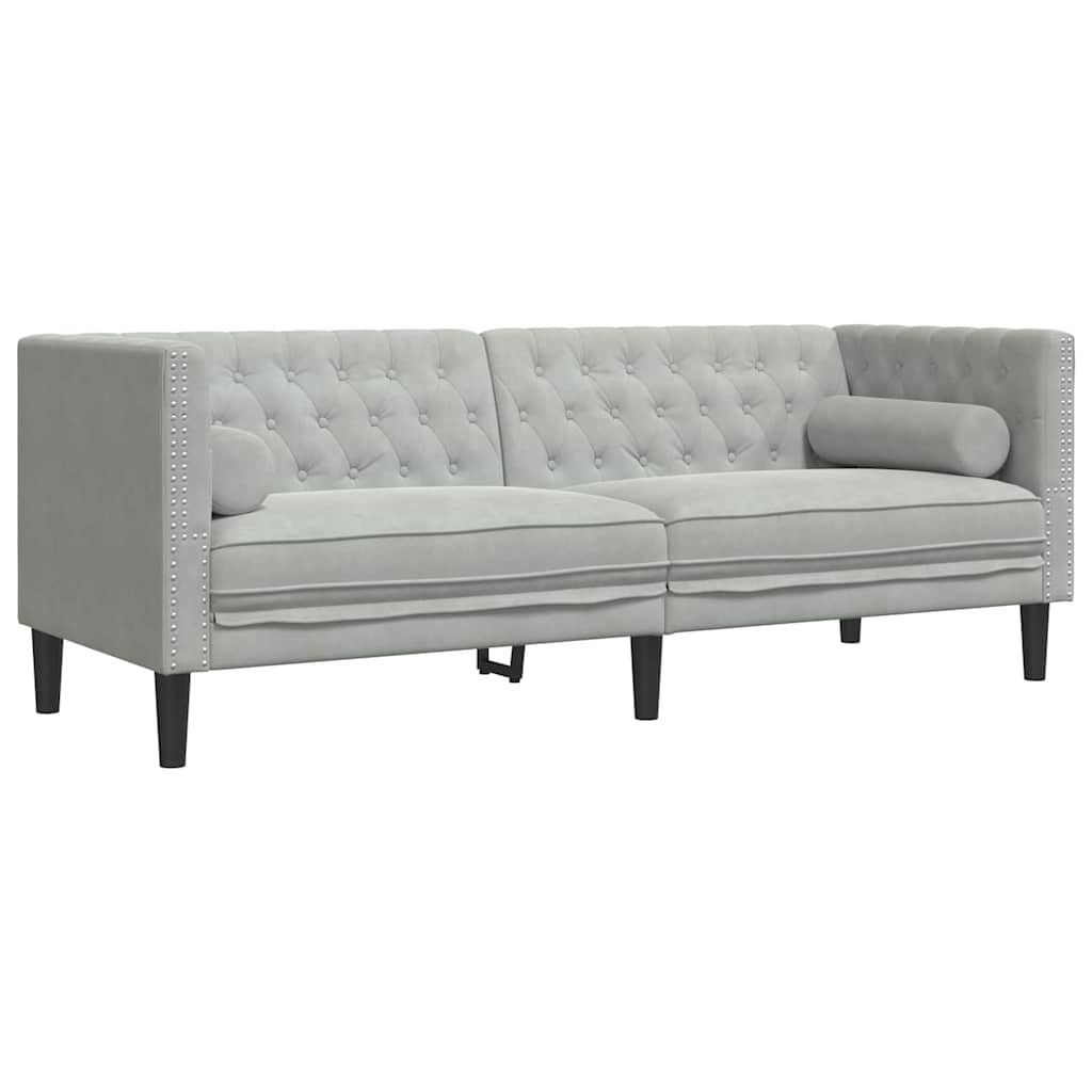 Divano Grigio chiaro 194 x 74,5 x 70,5 cm Velluto