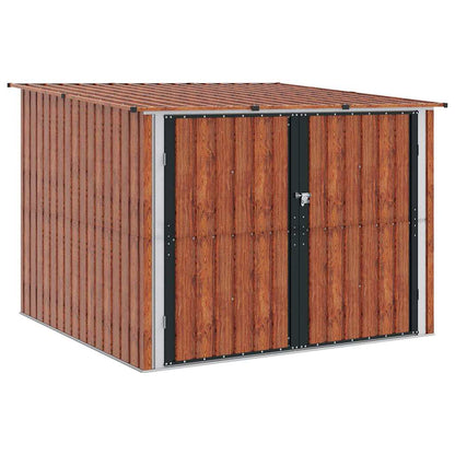 Capanno per Biciclette 3 pcs Marrone 215 x 206 x 157 cm Metallo