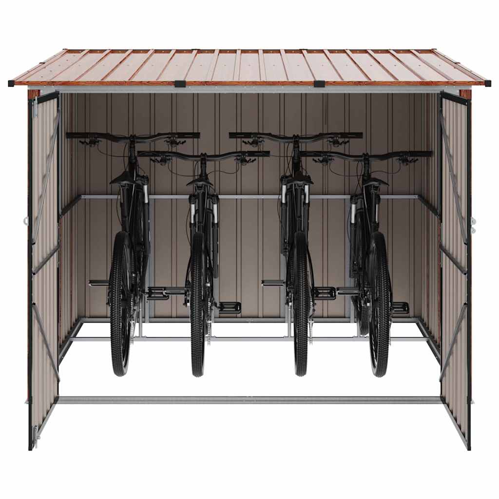 Capanno per Biciclette 3 pcs Marrone 215 x 206 x 157 cm Metallo
