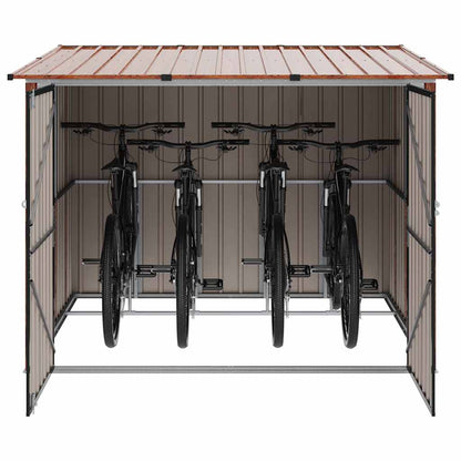 Capanno per Biciclette 3 pcs Marrone 215 x 206 x 157 cm Metallo