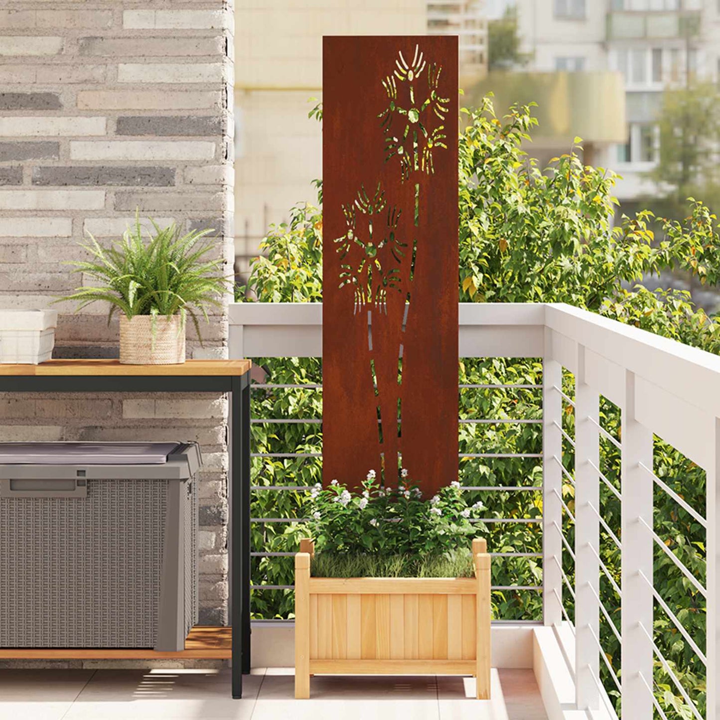 Schermo per privacy in giardino Traforo Ruggine 32 x 140 cm