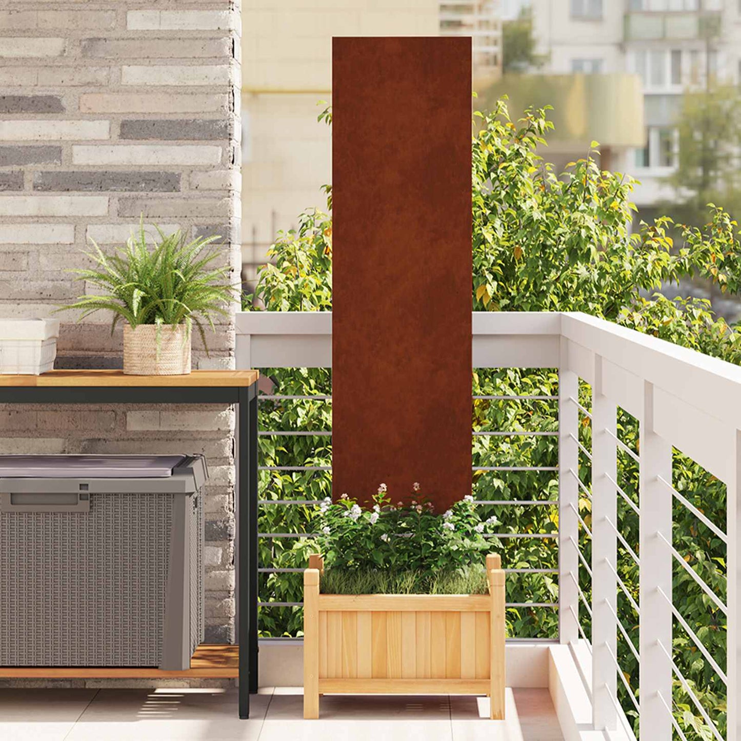 Schermo per privacy in giardino Traforo Ruggine 32 x 140 cm