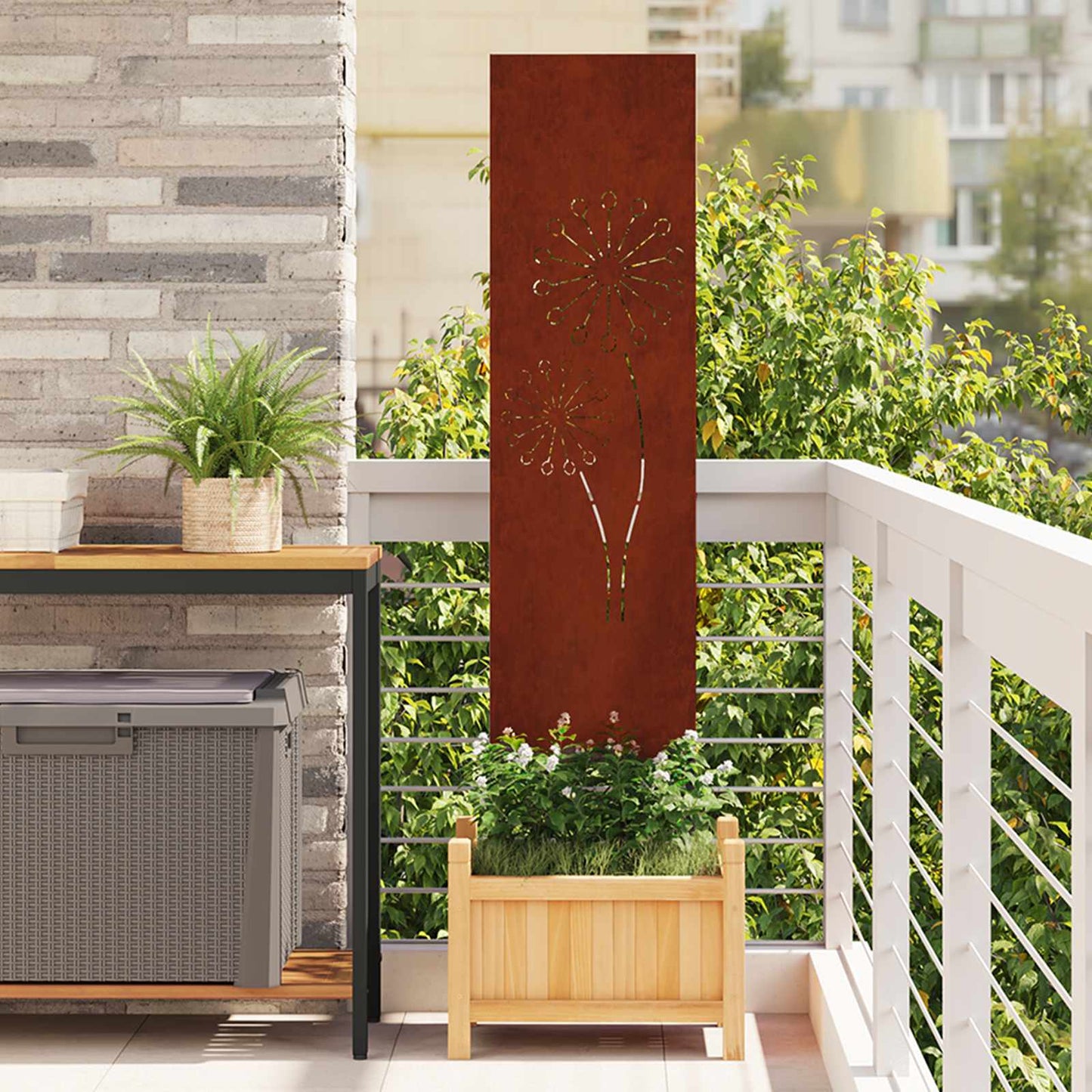 Schermo per privacy in giardino Traforo Ruggine 32 x 140 cm