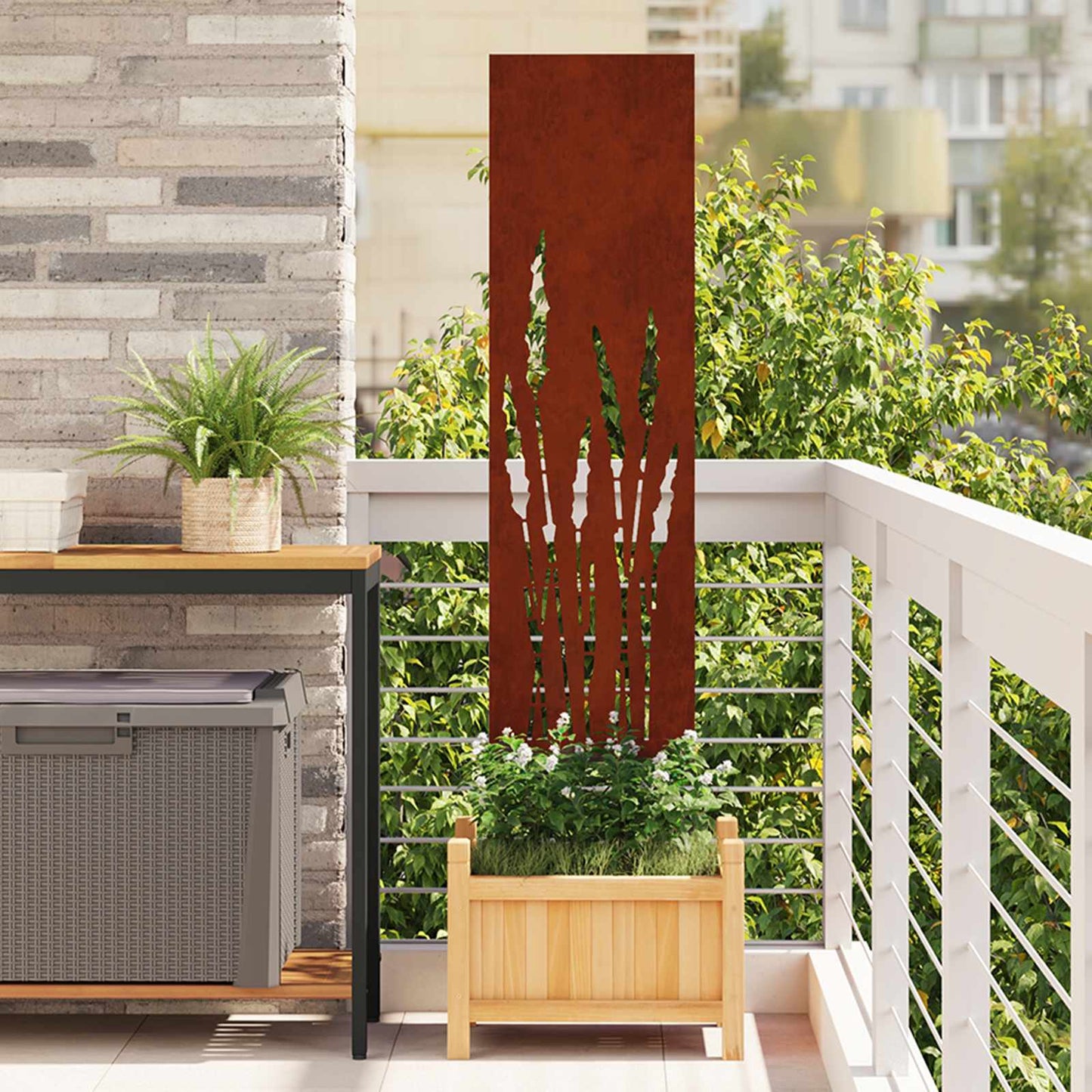 Schermo per privacy in giardino Traforo Ruggine 32 x 140 cm