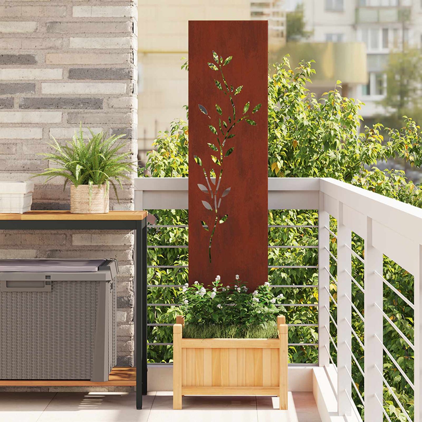 Schermo per privacy in giardino Floreale Ruggine 32 x 140 cm