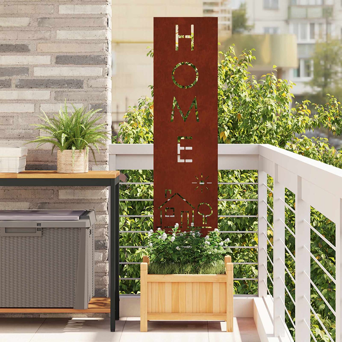 Schermo per privacy in giardino Traforo Ruggine 32 x 140 cm