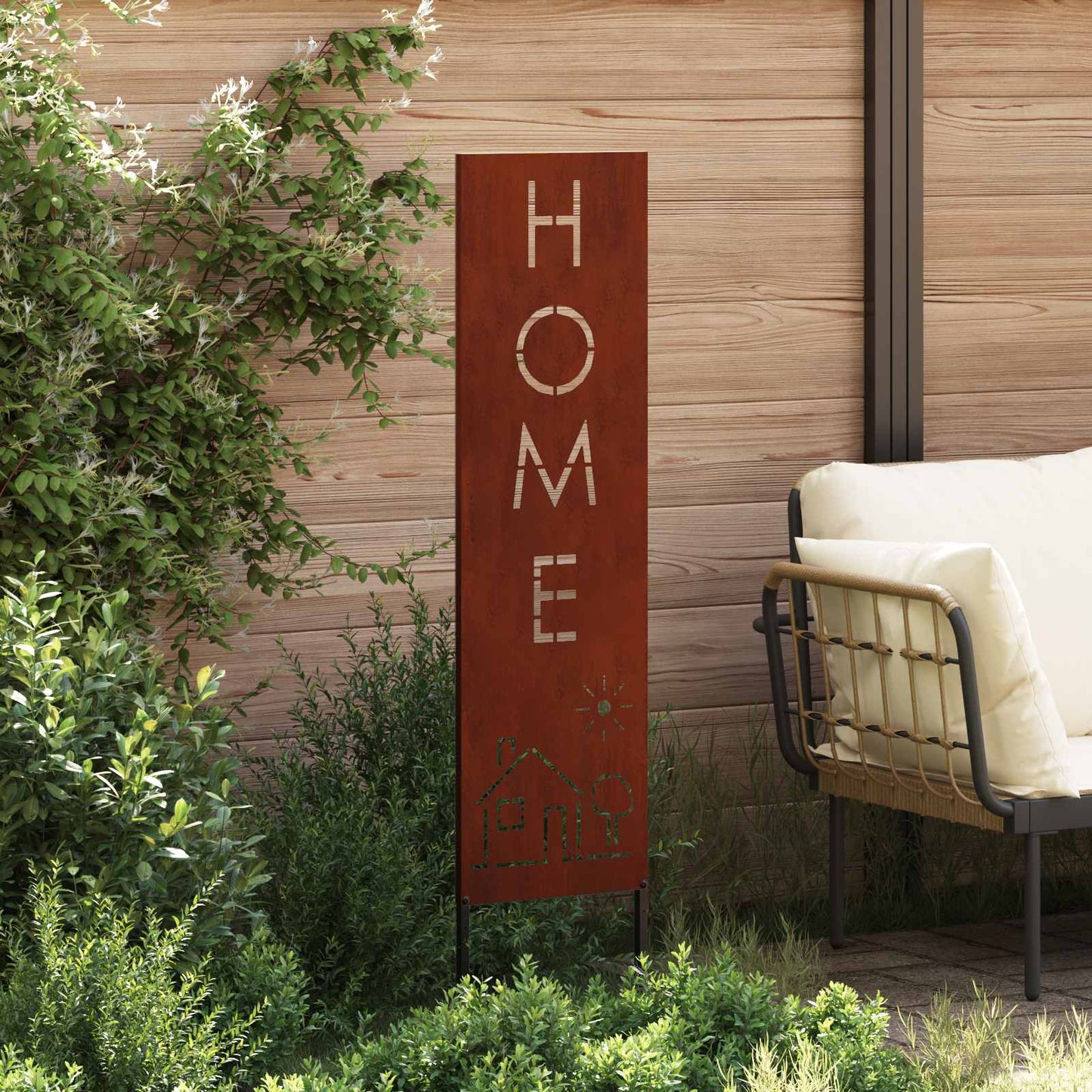 Schermo per privacy in giardino Traforo Ruggine 32 x 140 cm