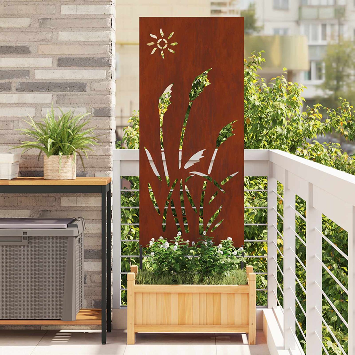 Schermo per privacy in giardino Traforo Ruggine 50 x 140 cm