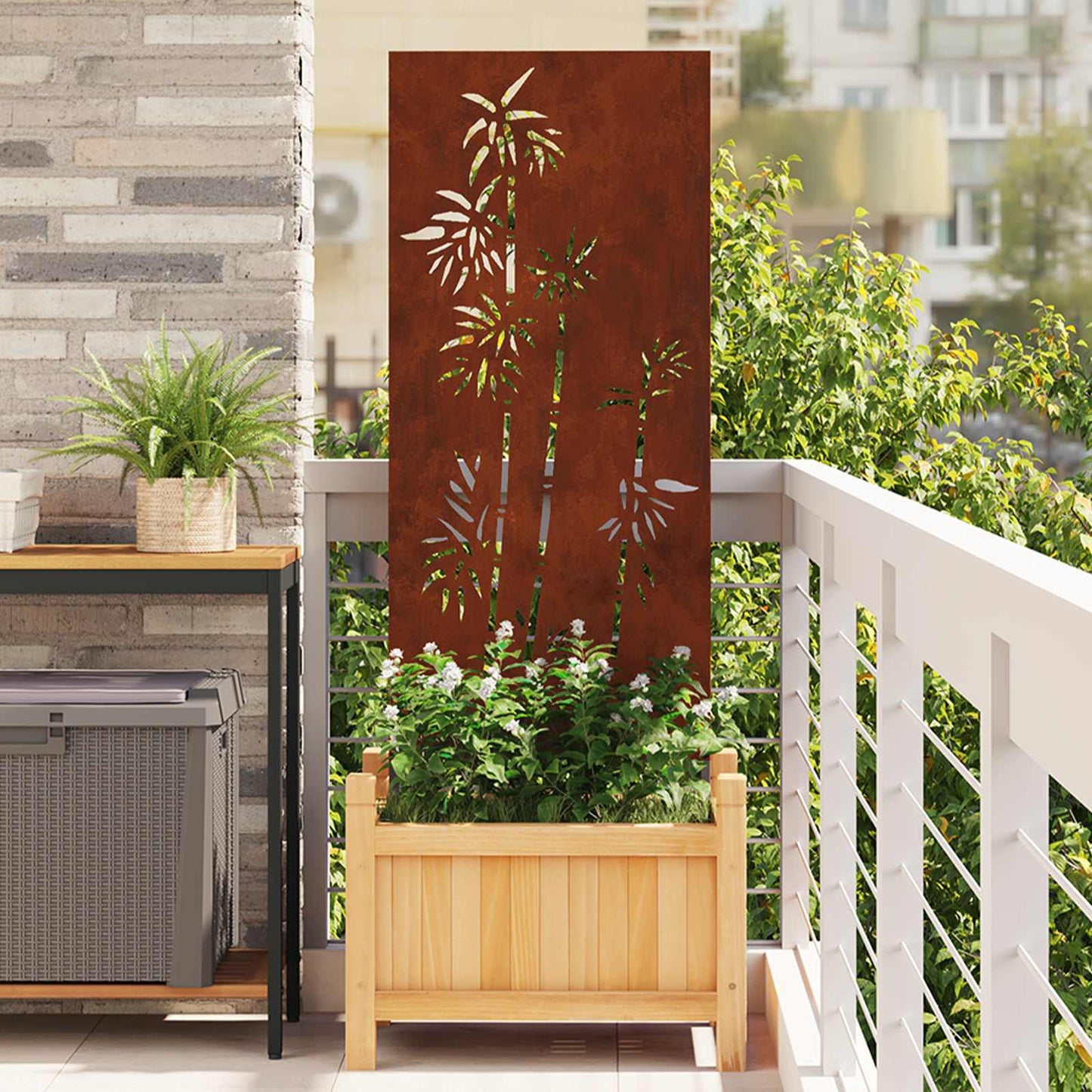 Schermo per privacy in giardino Floreale Ruggine 50 x 140 cm