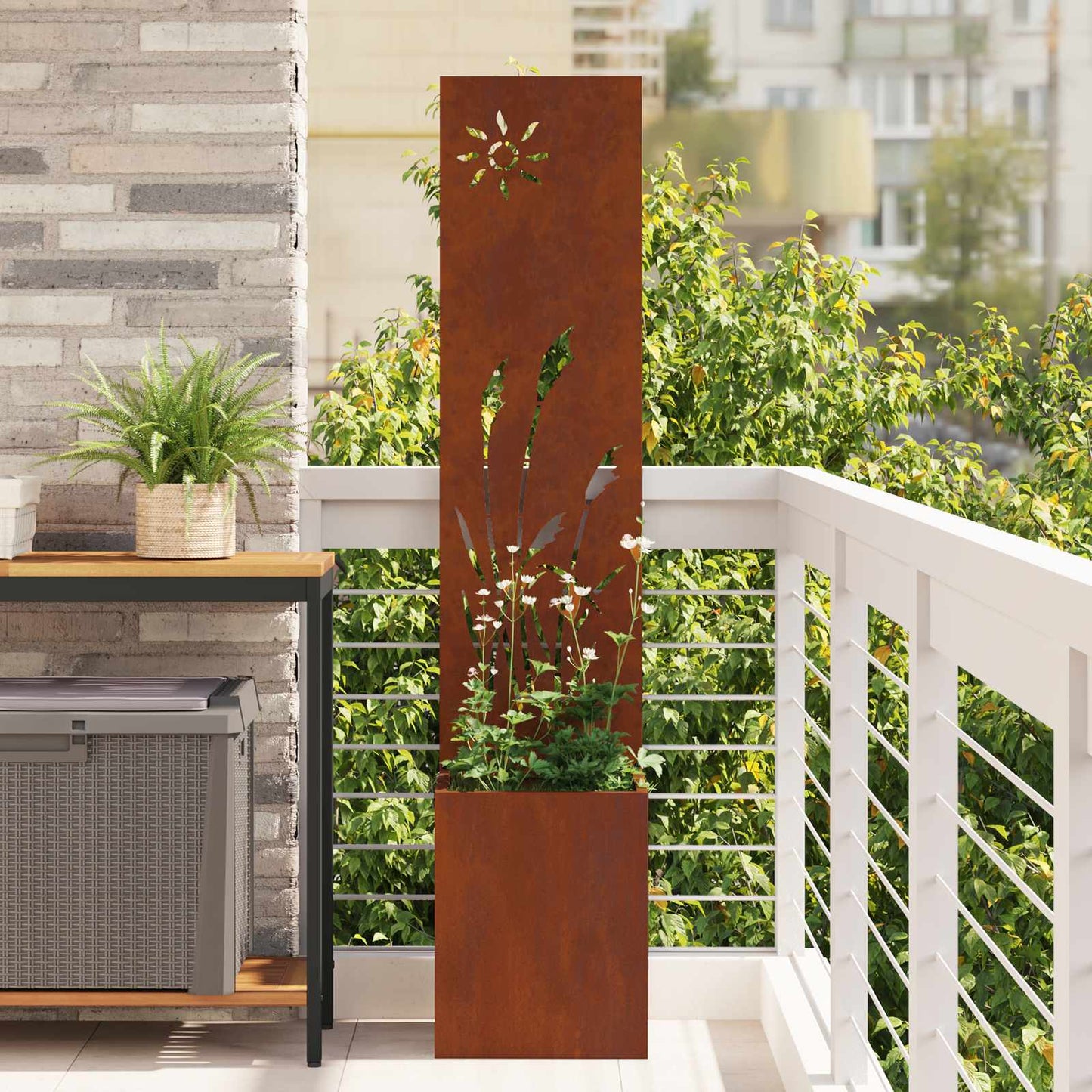Schermo per privacy in giardino Traforo Ruggine 32 x 140 cm