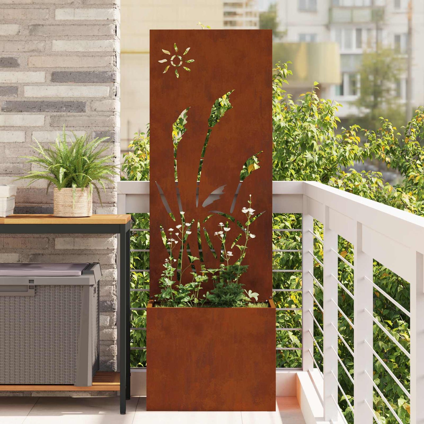 Schermo per privacy in giardino Traforo Ruggine 50 x 140 cm