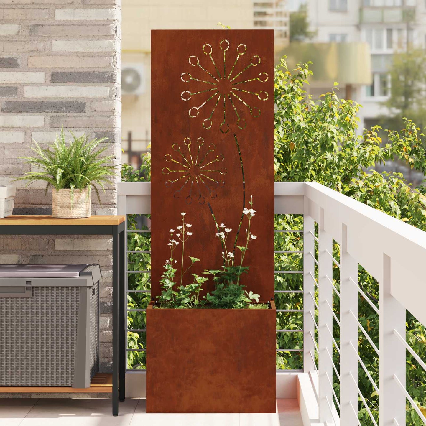 Schermo per privacy in giardino Traforo Ruggine 50 x 140 cm