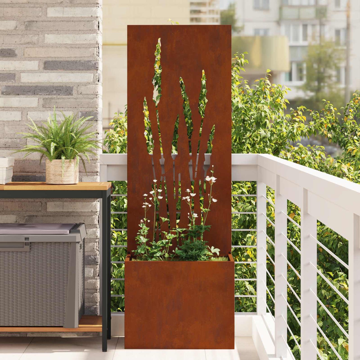 Schermo per privacy in giardino Traforo Ruggine 50 x 140 cm