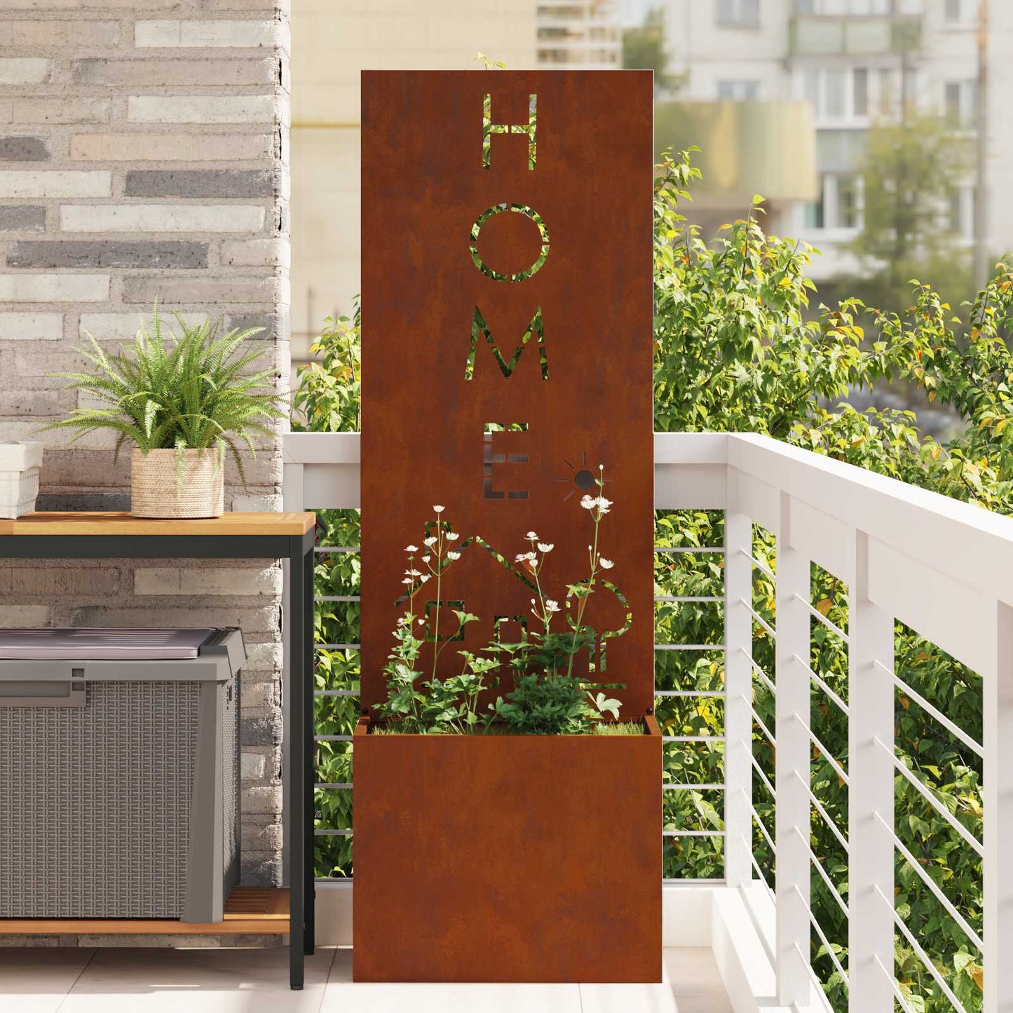 Schermo per privacy in giardino Traforo Ruggine 50 x 140 cm