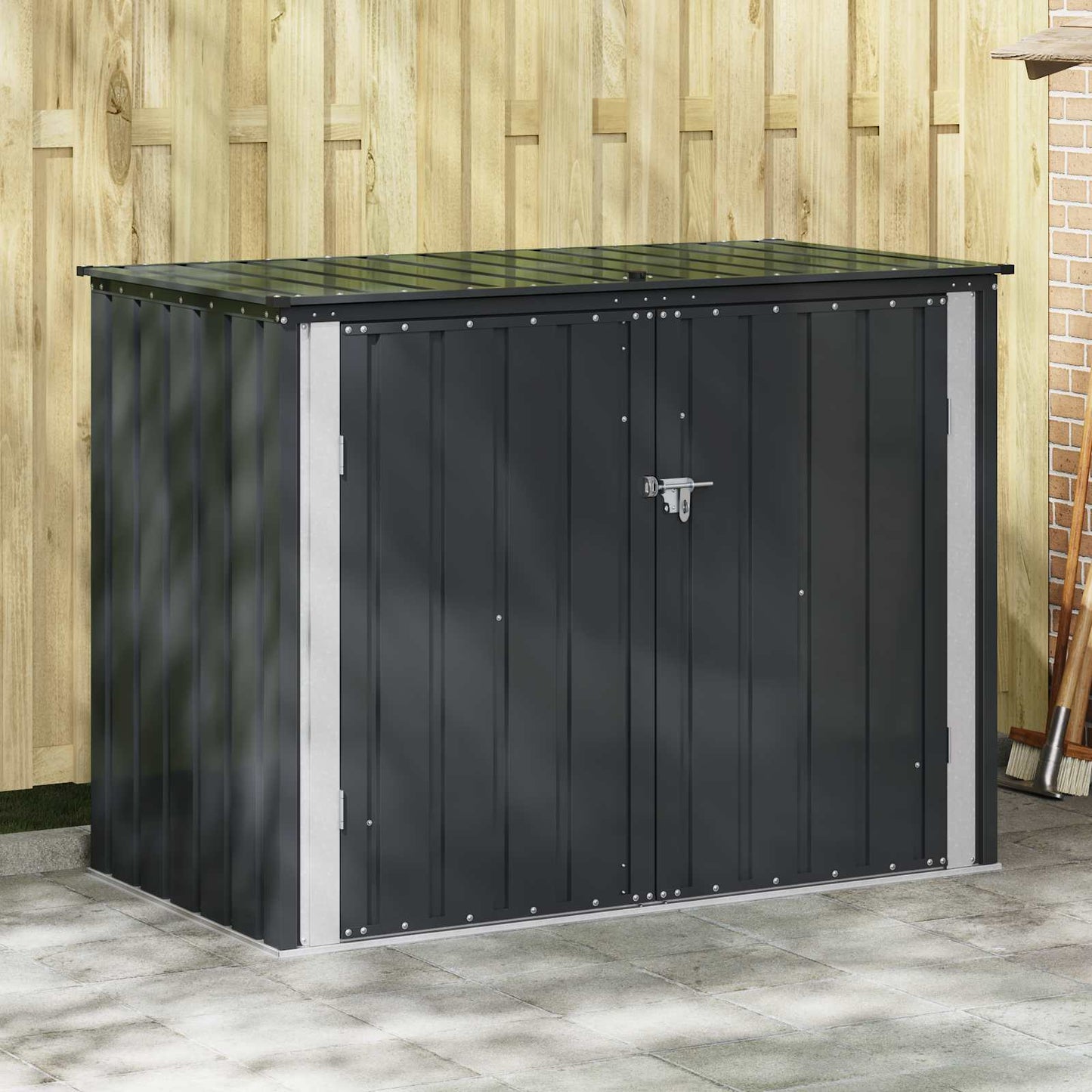 Scatola di Stoccaggio per Giardino Nero 151,5 x 82 x 110,5 cm