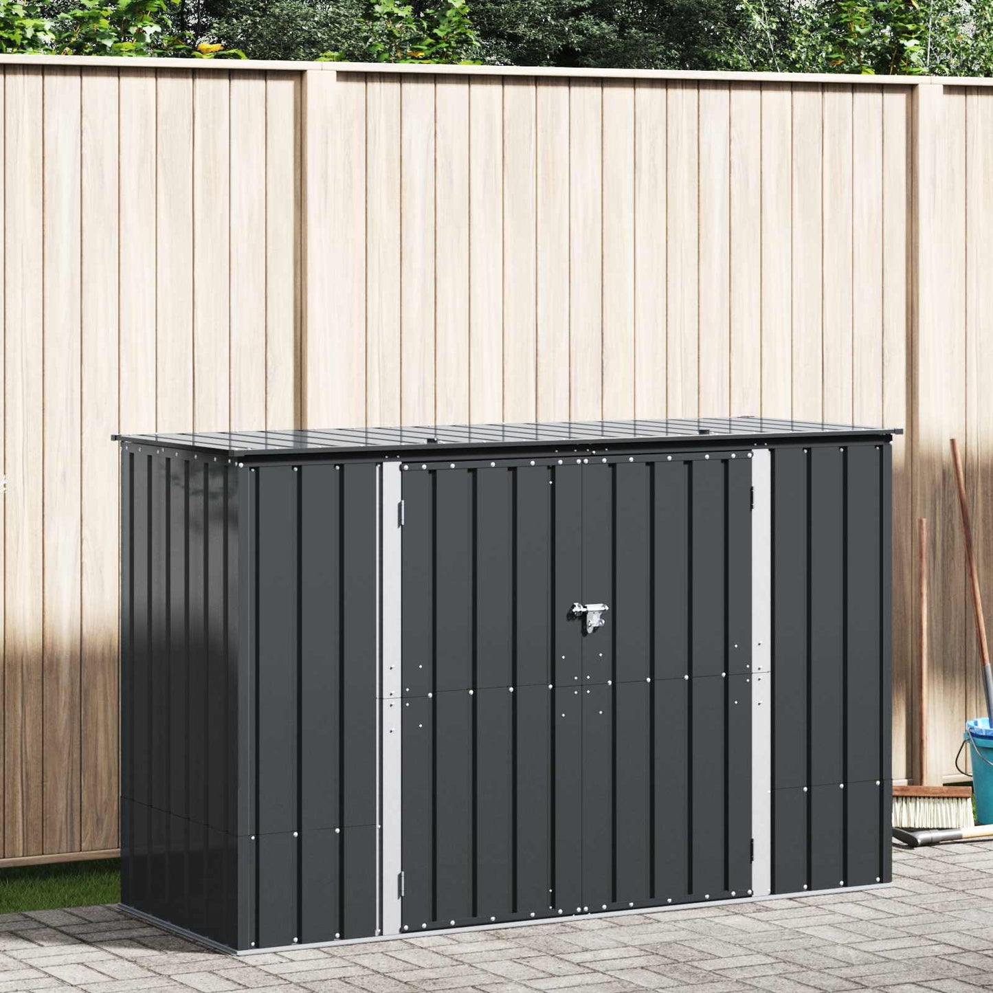 Scatola di Stoccaggio per Giardino Nero 214 x 82 x 132 cm