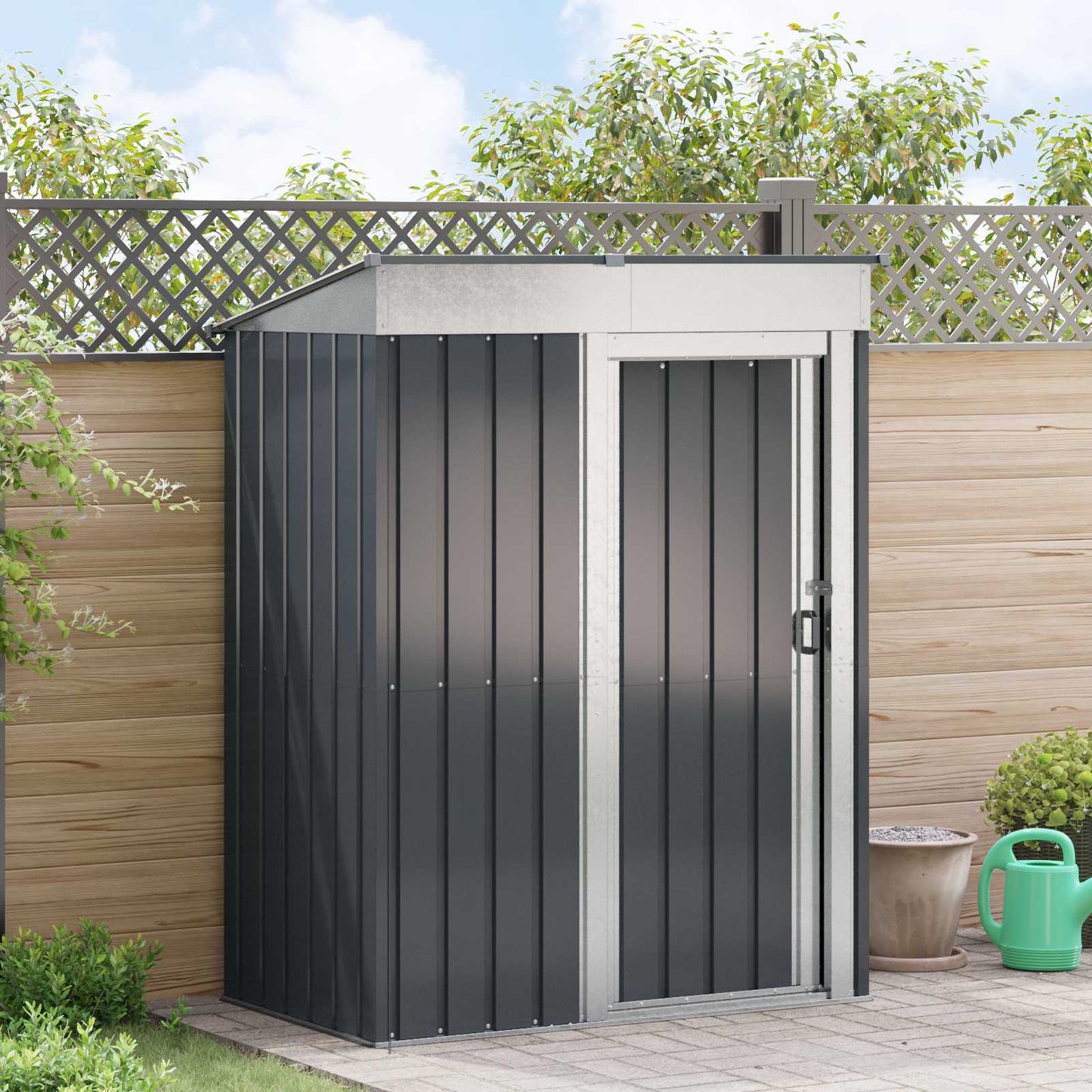Casette da giardino Antracite 137 x 81 x 180 cm Metallo