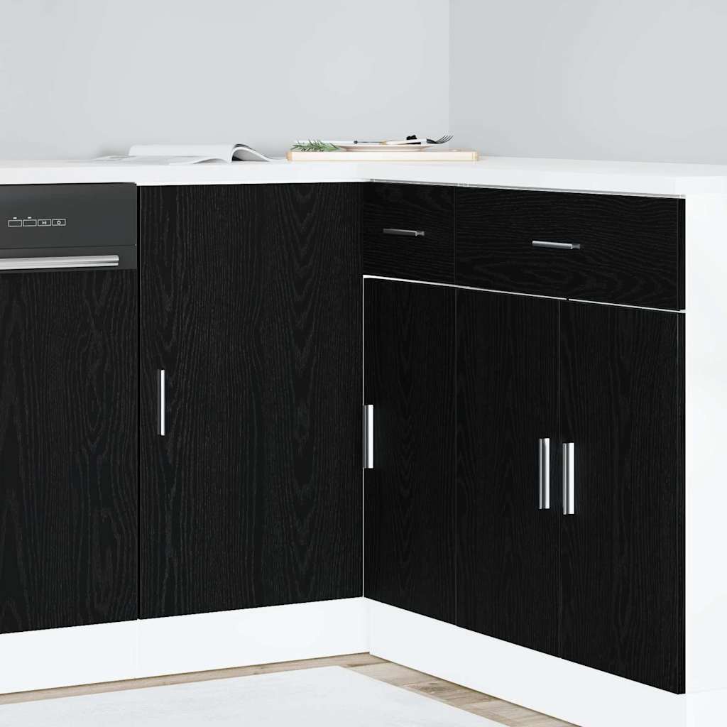 Mobile Base d'Angolo per Cucina Rovere nero 86 x 46 x 81,5 cm