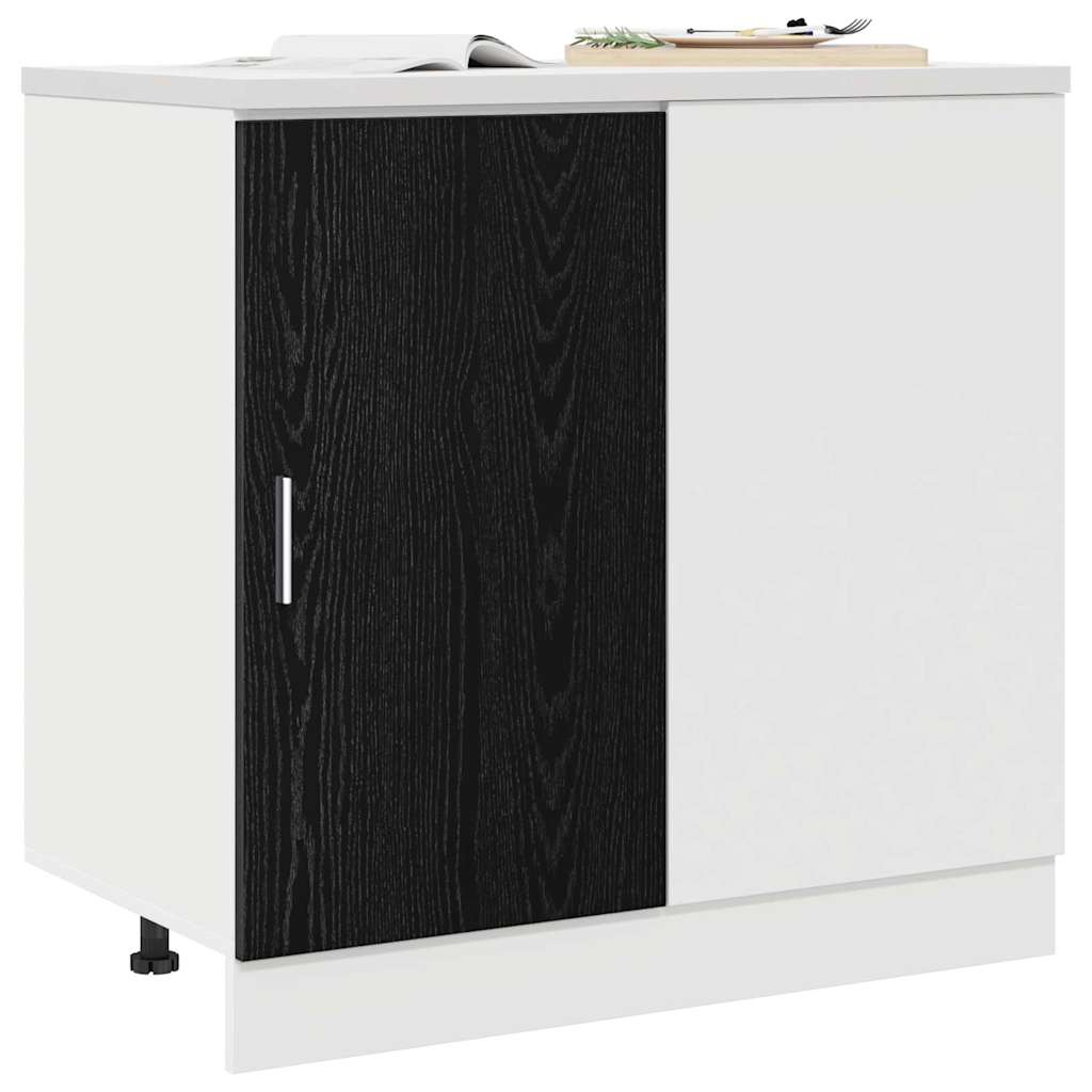 Mobile Base d'Angolo per Cucina Rovere nero 86 x 46 x 81,5 cm