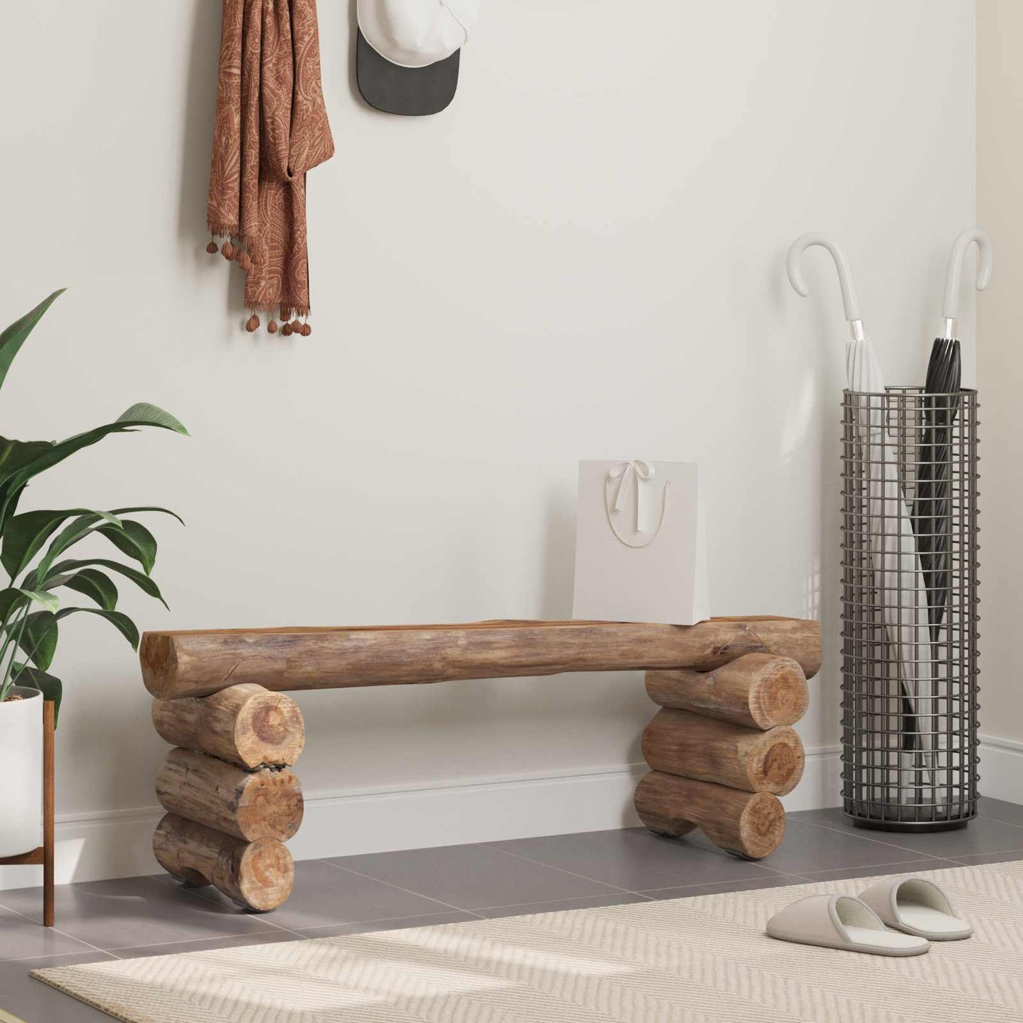 panchina Naturale 110 x 30 x 34 cm Legno di teak solido