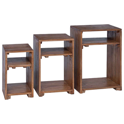 Tavolo Accent 3 pcs Marrone Legno di Mogano Massello