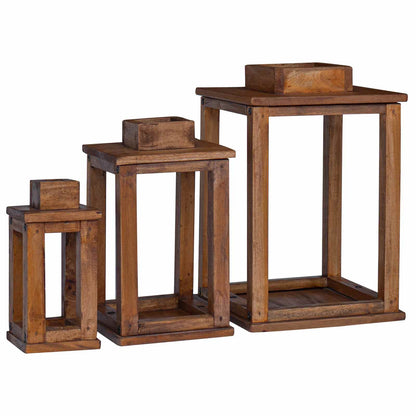 Lanterna 3 pcs Naturale Legno di Mogano