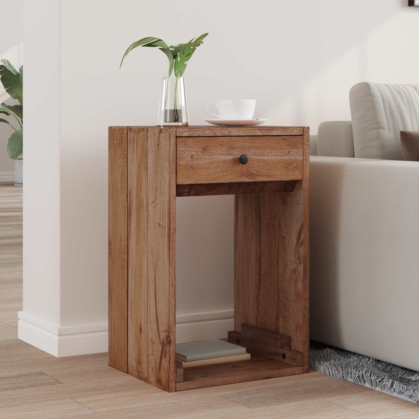 Comodino Marrone 63 x 30 x 79 cm Legno di Mogano Massello