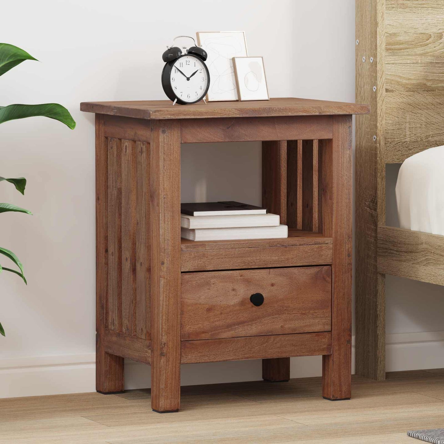 Comodino Marrone 41 x 30 x 50 cm Legno di Mogano Massello