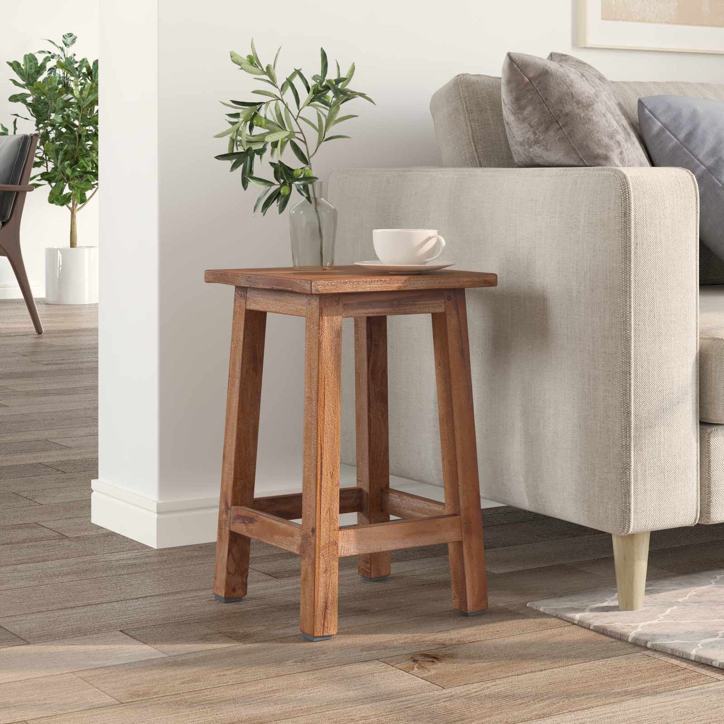 Pouf Naturale 30 x 30 x 47 cm Legno di Mogano