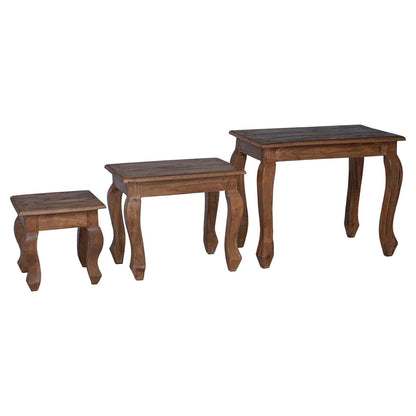 Tavolo Nesting 3 pcs Marrone Legno massello di mogano