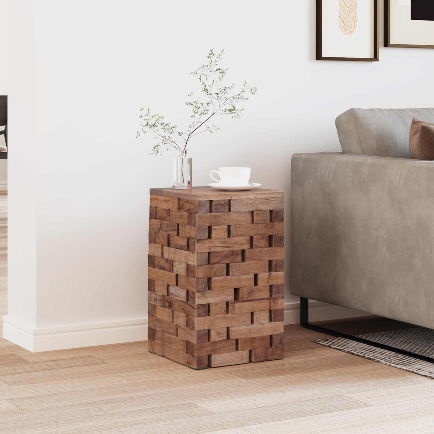 Pouf Naturale 29 x 29 x 48 cm Legno massello di recupero