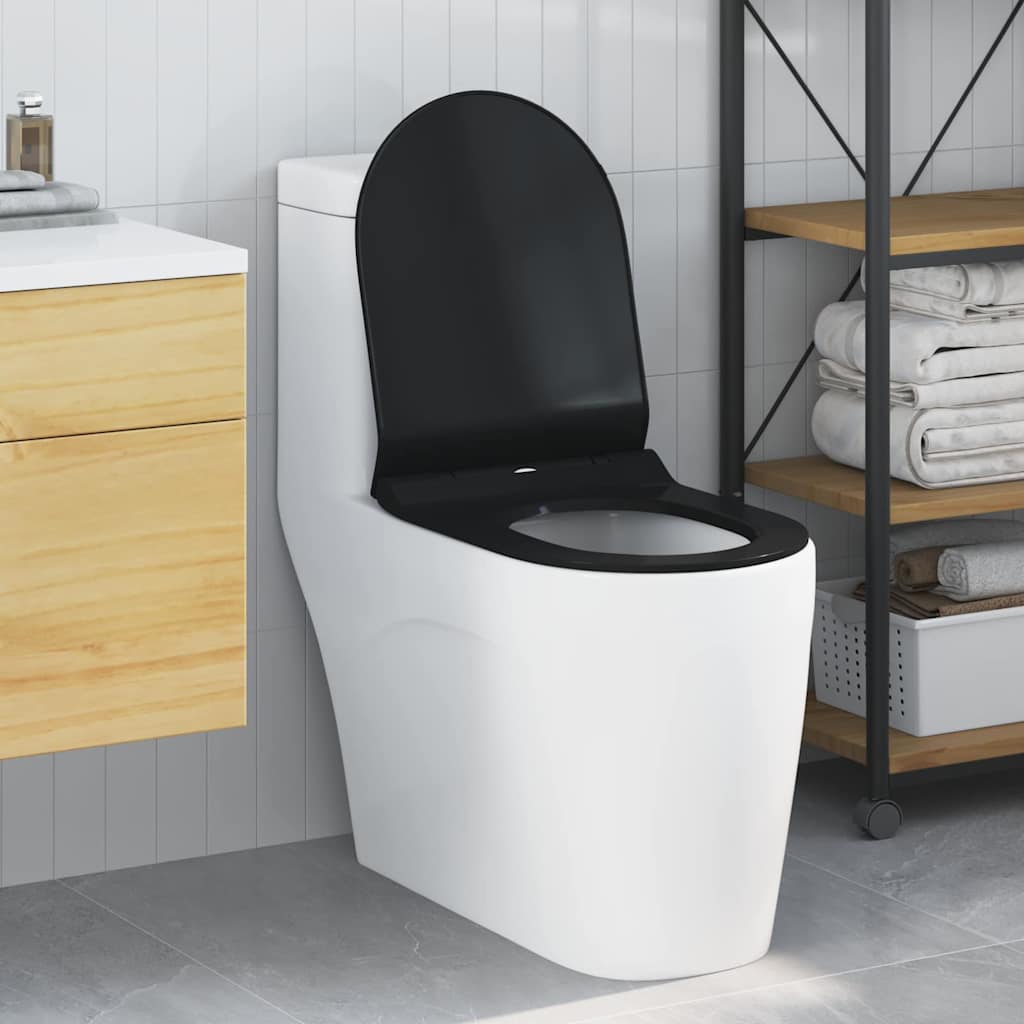 Sedile del WC Regolabile Nero 50 x 36,5 x 5 cm Polipropilene