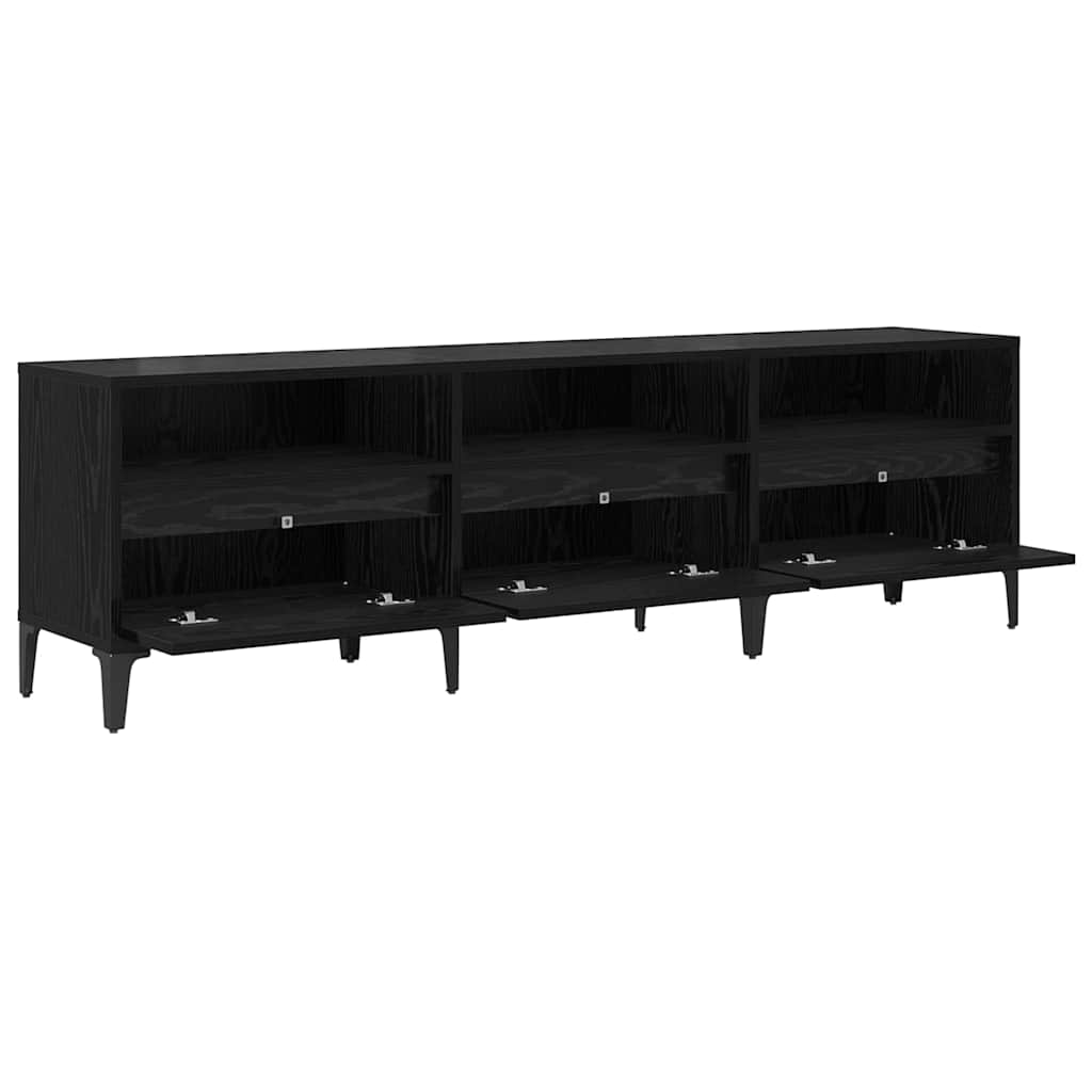 Mobile TV con cassetto Rovere Nero 150 x 30 x 45 cm