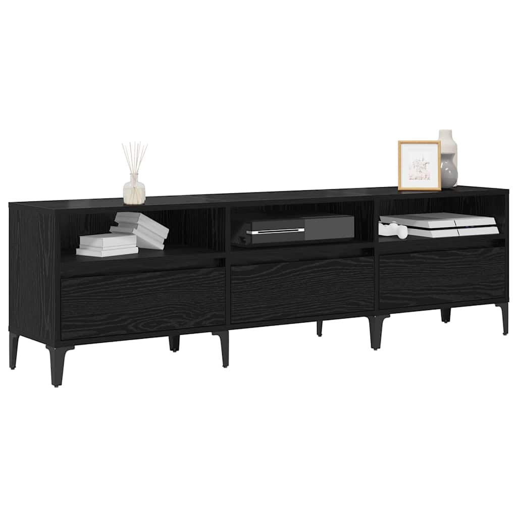 Mobile TV con cassetto Rovere Nero 150 x 30 x 45 cm