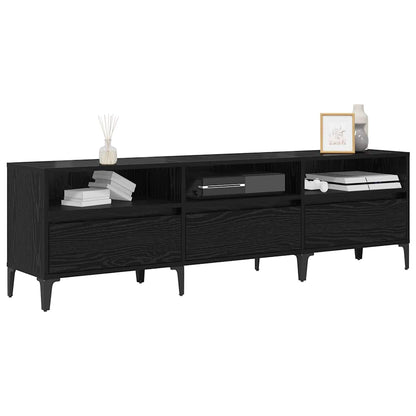 Mobile TV con cassetto Rovere Nero 150 x 30 x 45 cm