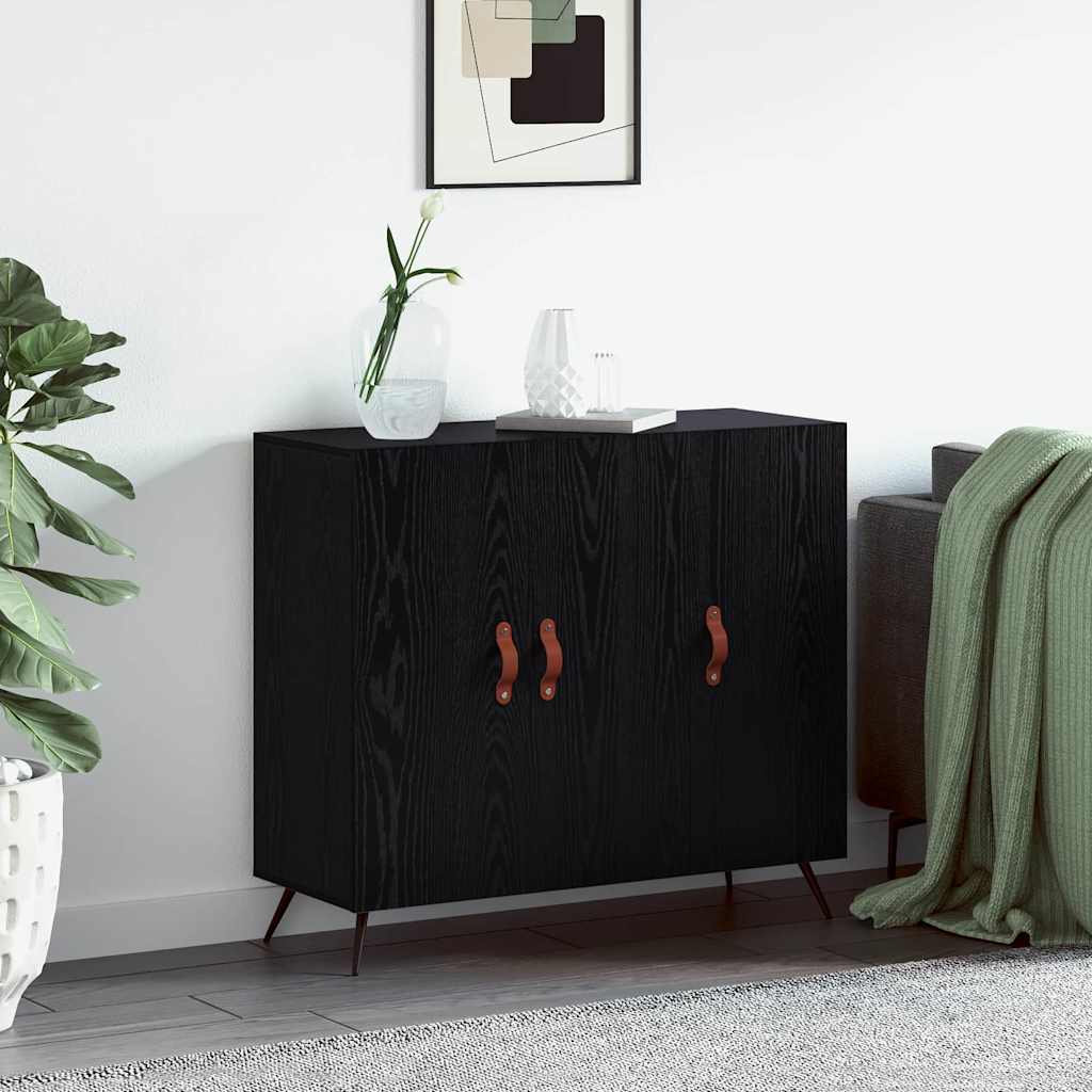 Credenza Rovere Nero 89,5 x 34 x 80 cm Legno multistrato